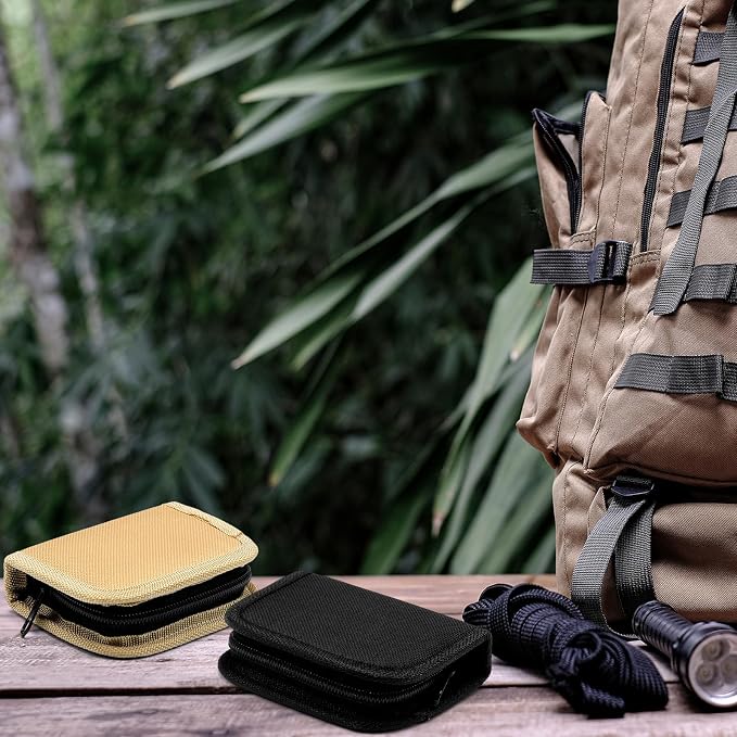 Suncalla Military Survival Sewing Kit Tactical with Buttons Durable Nylon Portable Small Sewing Kit for Men Women Complete Thread Needle Repair Tools for Travel Field Emergency(Black Brown,2)
