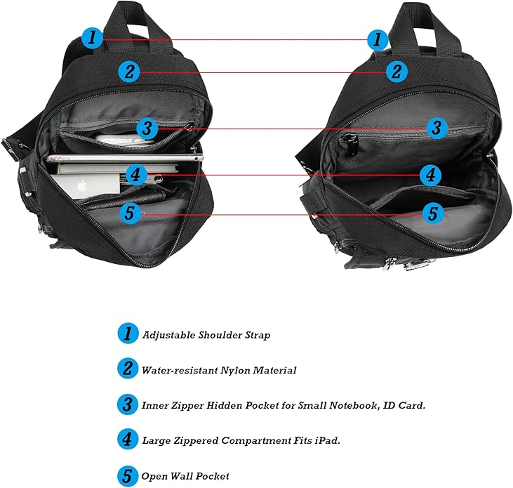 NICGID Sling Bag Chest Shoulder Backpack Crossbody Bags for Tablet Laptop Outdoor Hiking Men Women
