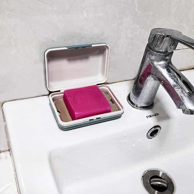 2 Pack Soap Holder Dish with Lid Draining Soap Box for Shower Compact Travel Soap Case for Camping, Gym, Hiking, Portable, Leakproof， Blue