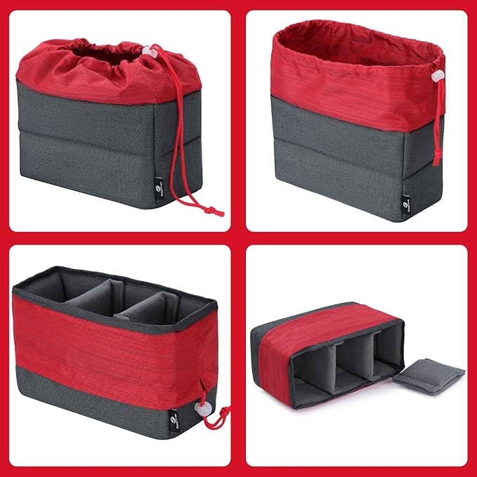 Koolertron Waterproof DSLR Camera Bag with Removable Insert, Adjustable Compartments, Fits in Camera Bags - Protective Case for DSLR/SLR Cameras & Accessories
