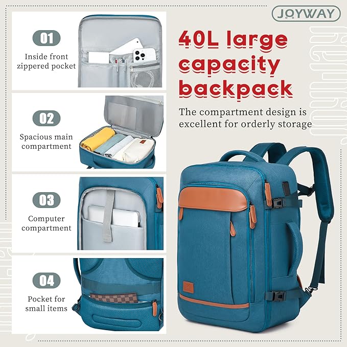 Joyway Expandable Carry on Luggage Sets Airline Approved, Lightweight Hard Shell 20 Inch Carry-on Suitcase with Spinner Wheels (Carry on luggage，Blue)