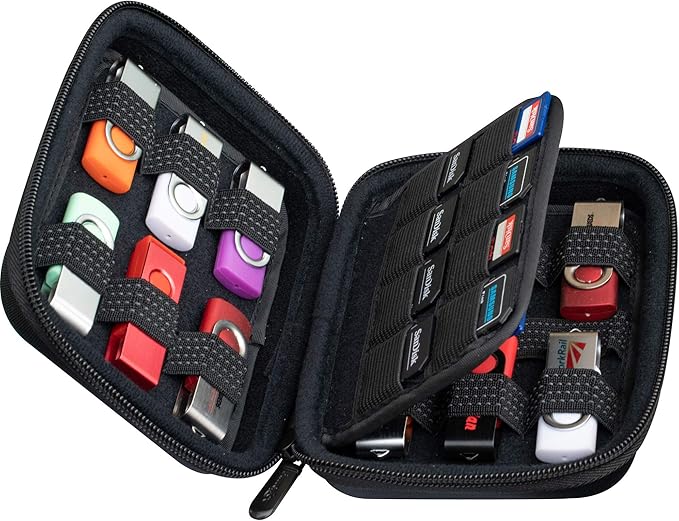 ButterFox USB Thumb Flash Pen Drive Storage Holder/Memory Card SD SDXC SDHC Card Holder Case/External Hard Drive Case/Universal Electronic Accessories Organizer (12USB+16SD)