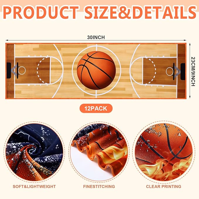 Tudomro 16 Pcs Sports Basketabll Cooling Towels Basketball Breathable Chilly Cooling Towel for Neck and Face 30" x 9" Microfiber Sport Rag for Players Team Gift Sport Party Favors