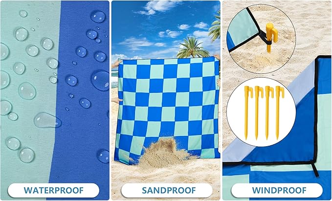 HIHOHO Beach Blanket Waterproof Sandproof Extra Large Beach Mat 79" X 83"/120"x108"for 1-8 Adults Quick Drying Durable Outdoor Picnic Mat for Beach Travel Camping Hiking