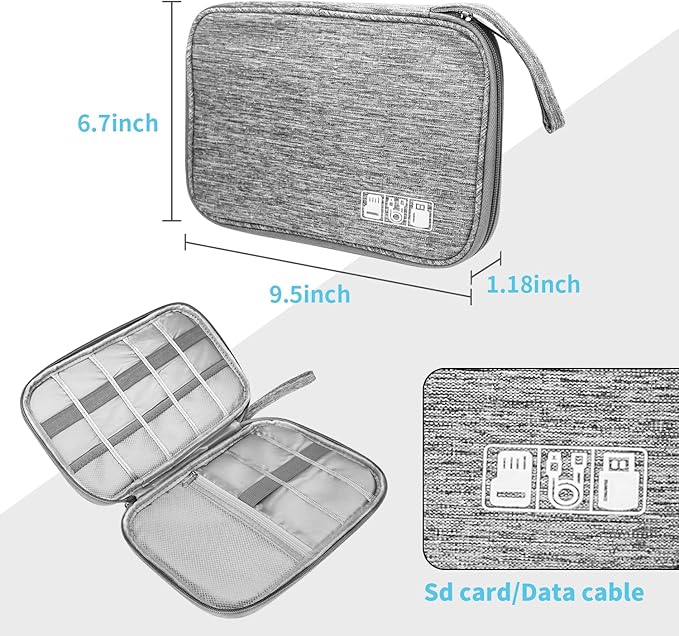 Lcsmaokin Electronics Organizer Travel Case,Electronic Accessories Storage Bag,Travel Cord Organizer Bag for Small Charging Cord Storage,Cables,2 Packs Black&Grey
