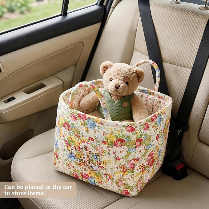 Floral Fabric Storage Basket Car Interior Storage Basket Underwear Sundries Laundry Baskets Supplies Home Organizer Bag (style 9)