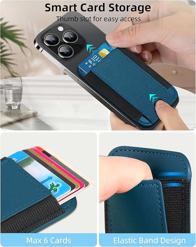 HiWe for MagSafe Wallet: 7-Card Holder, RFID Blocking, Strong Magnet for iPhone 12-17 Series, Slim, 1 Slot