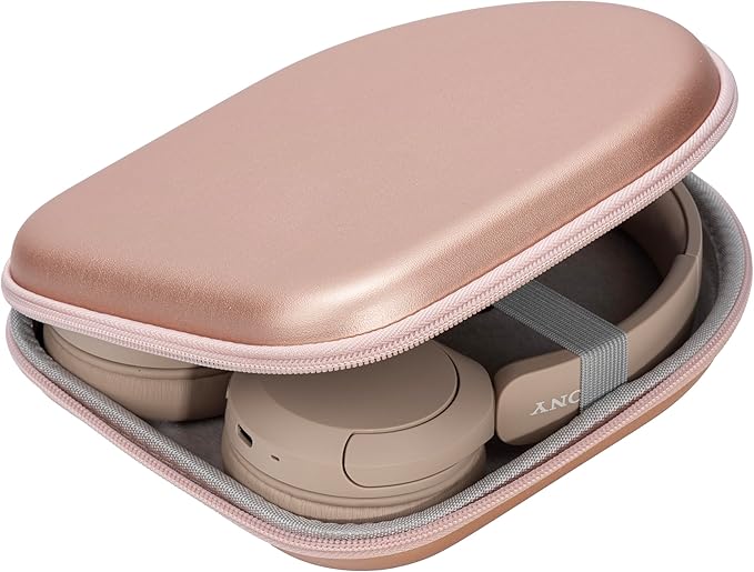 Ginsco Case Compatible with JBL Tune 510BT/520BT/500BT with Sony WH-CH520/510, Ultra-Slim Hard Shell Waterproof Headphone Case for On Ear Headphones (Rose Gold)