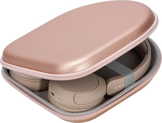 Ginsco Case Compatible with JBL Tune 510BT/520BT/500BT with Sony WH-CH520/510, Ultra-Slim Hard Shell Waterproof Headphone Case for On Ear Headphones (Rose Gold)