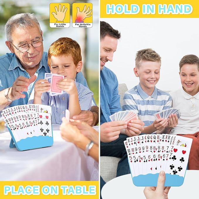 Tenyond Card Holders for Playing Cards - 4 Pack Playing Card Holder w/Foldable Stand for Stocking Stuffers, Travel Games, Seniors, Little Hand or Arthritis Hand, UNO, Poker, for Holidays Game Night