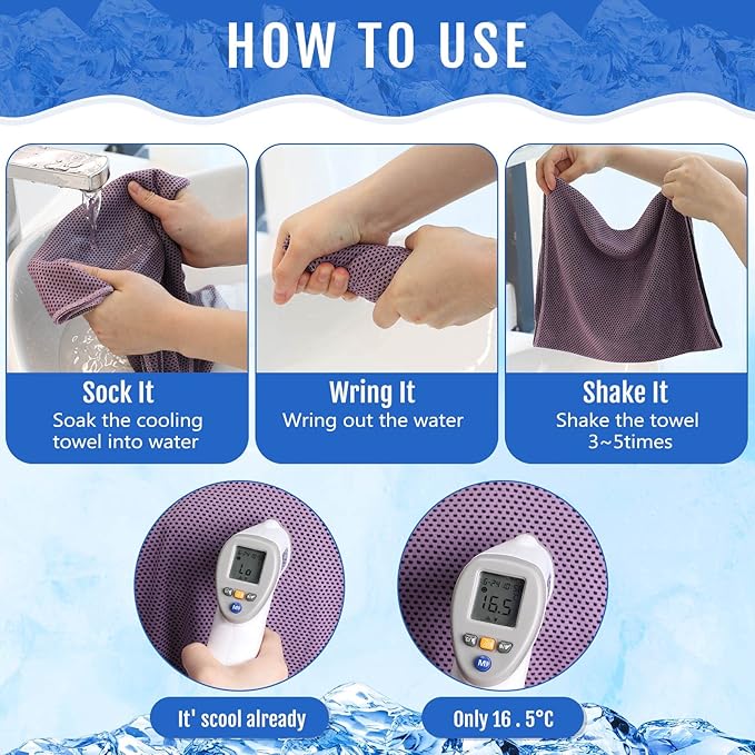 Hosuly 12 Pcs Cooling Towels for Face and Neck 12 x 40 Inch Workout Towels for Gym Fast Drying Hot Weather Sweat Rag Cold Cooling Cloth with 12 Bags Athletes Sport Yoga Golf(Pink)