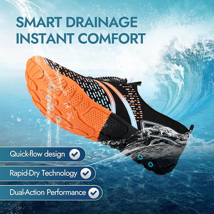 ATHMILE Hiking Barefoot Water Shoes for Women Men Beach Swim Aqua Pool River Quick Dry Athletic Wide Toe Outdoor Sport Kayaking Boating Rock Climbing Yoga Lake