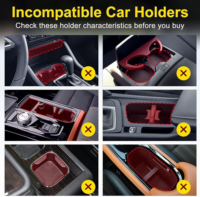 Cup Holder Expander (Adjustable Holder & Base, Auto-Fit Hold, One Button Open), Car Cup Holder Expander for Yeti, Hydro Flask, Nalgene, Owala, Bottles in 2.6"- 4.8" (Black, 2 Pack)
