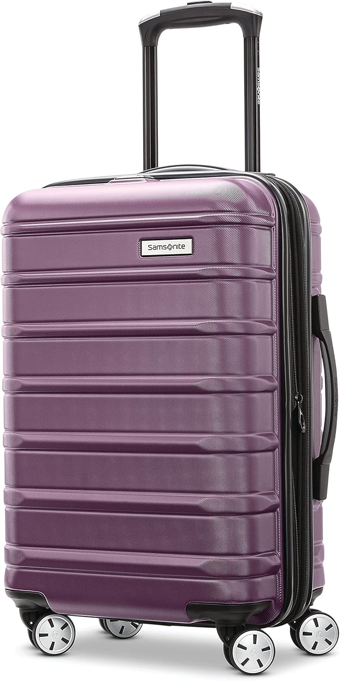 Samsonite Omni 2 Global Carry-On Spinner Luggage - Compact Size For International Travel - Airline-Approved - Features Expandable Polycarbonate Shell, 360° Wheels, USB Power Hub - Purple