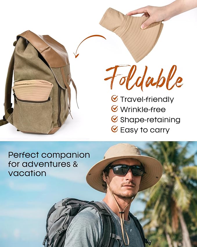 FURTALK Sun Hats for Men Fishing Hat UPF 80+ Foldable Wide Brim Outdoor Hiking Beach Summer Hats