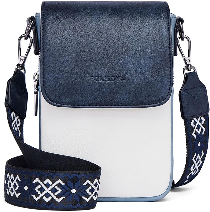 POIUGOYA Crossbody Bags for Women,Small Crossbody Purse with Triple Compartments,Cell Phone Wallet with Card Slots for Travel | Small