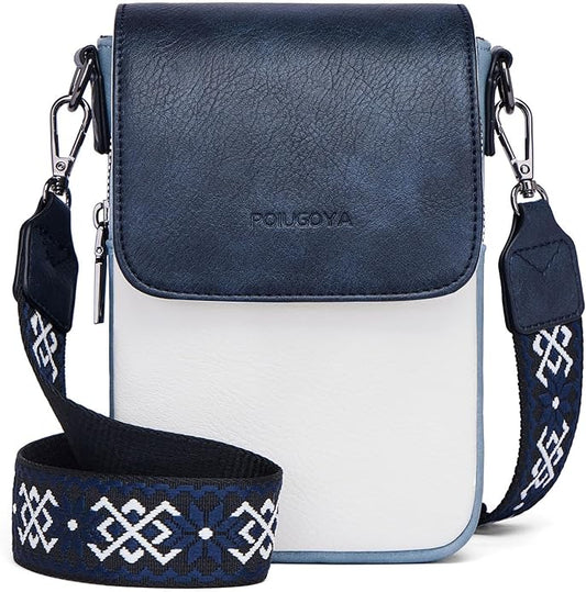 POIUGOYA Crossbody Bags for Women,Small Crossbody Purse with Triple Compartments,Cell Phone Wallet with Card Slots for Travel | Small