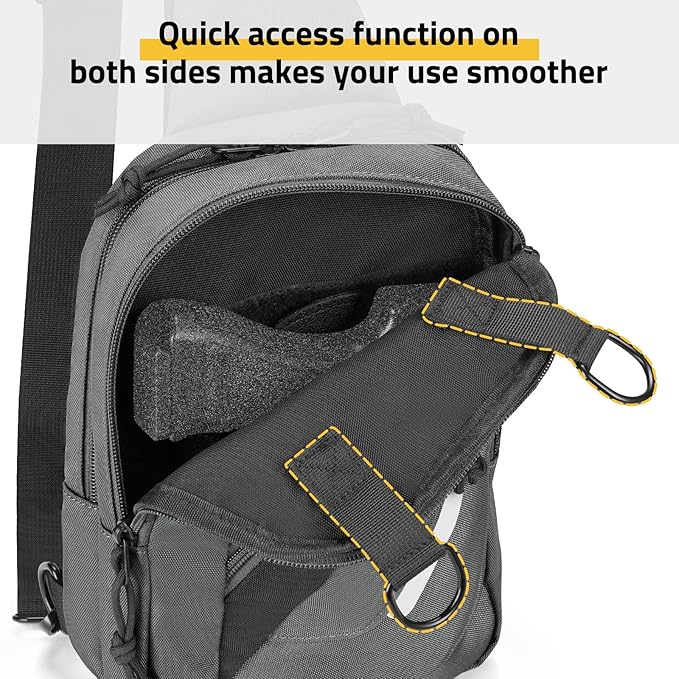 CVLIFE CCW Sling Bag for Men & Women, Tactical EDC Concealed Carry Chest Pack, Quick Draw Concealment Purse, Everyday Carry Crossbody Shoulder Bag for Travel, Hiking, Running & Daily Use, Grey