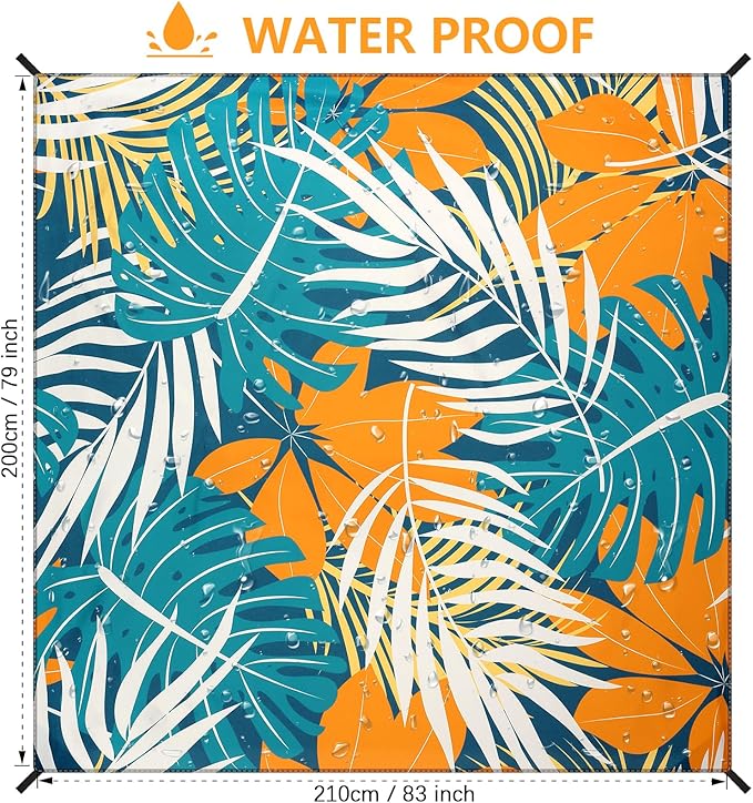 HIHOHO Beach Blanket Waterproof Sandproof Extra Large Beach Mat 79" X 83"/120"x108"for 1-8 Adults Quick Drying Durable Outdoor Picnic Mat for Beach Travel Camping Hiking