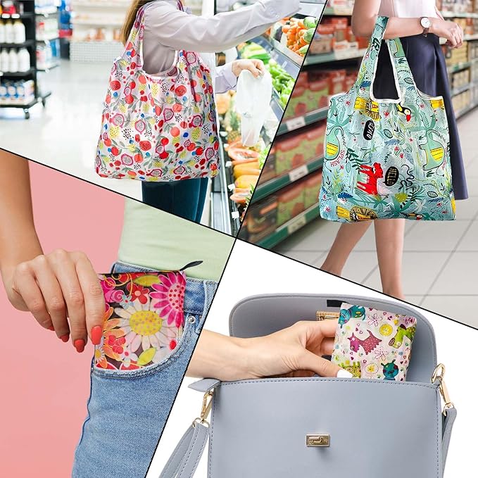Aesthetic Printed Tote Bags, Lightweight Foldable Reusable Carry Bags, Stylish Personalized Storage Handbags for Travel, Camping, Supermarket & Daily Outdoor Use | foldable & portable