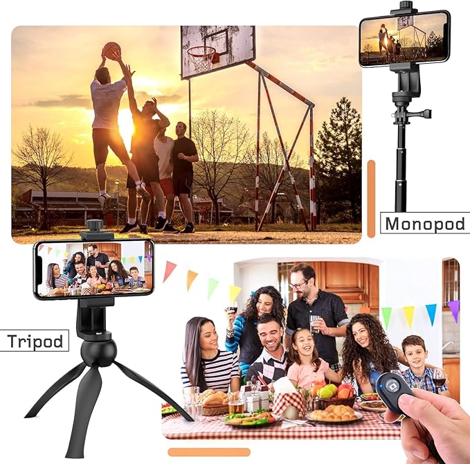 Acuvar Universal Tablet Tripod Mount Holder, Adjustable Stand Adapter for iPad, Samsung Galaxy Tab & Surface, Fits 8–11 Inch Tablets (4) Tablet Mount + Rotating Phone Mount + Remote Shutter