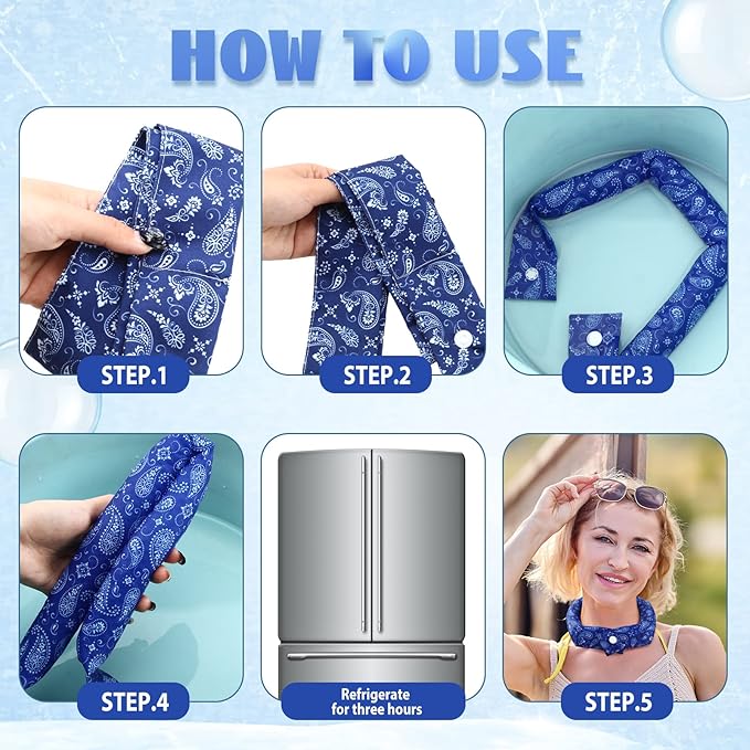 Xuhal 6 Pieces Cooling Neck Wraps Cooling Bandana Neck Cooler Ice Cooler Scarf for Women Summer Outdoor Sport Activity
