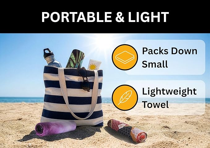 Travel Towel – Packable, Lightweight, Quick-Dry, Fade Resistant, Sand-Repellent – Soft Microfiber Towel for Travel, Backpacking, Beach, Pool, Outdoors – Double-Sided Print – 60” x 30”