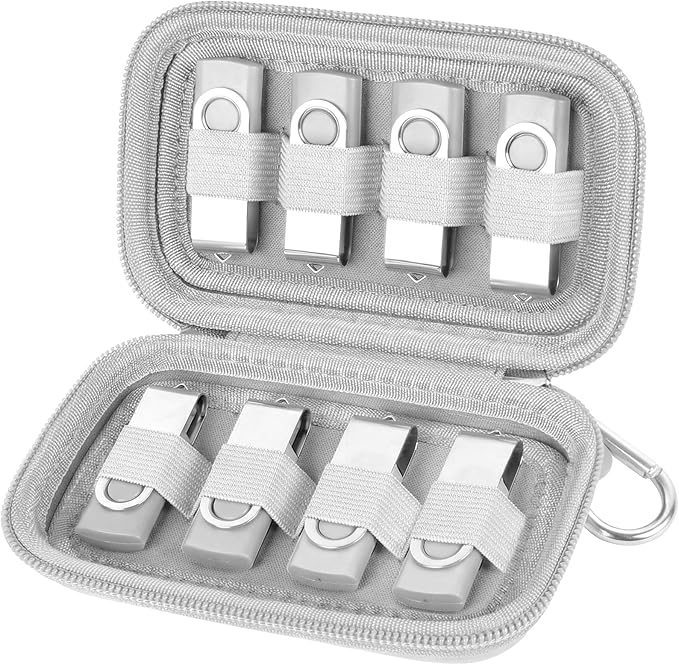 USB Flash Drive Case, SD Card Holder Compatible with Thumb Drive, Memory Cards, SDXC SDHC Storage Bag, Electronic Accessories Organizer for SanDisk for Samsung for Inland (Grey)