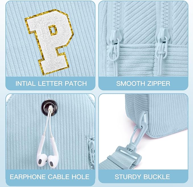 Viverte Small Corduroy Sling Bag Initial Crossbody Bag Fanny Pack for Girls Personalized Birthday Gifts for Teen Girls Gifts