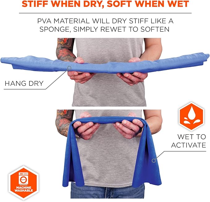 Ergodyne Chill Its 6602 Cooling Towel, Long Lasting Cooling Relief, Gray 29.50" x 13.00"