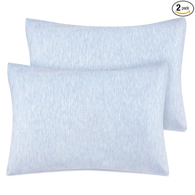 Zenssia Organic Cotton Toddler Pillowcase/Travel Pillowcase Pack of 2 Set 13x18 Inches with Envelope Closure - Soft & Breathable Baby Pillow Case Cover Solid Blue