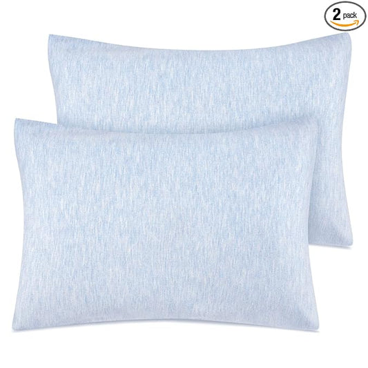 Zenssia Organic Cotton Toddler Pillowcase/Travel Pillowcase Pack of 2 Set 13x18 Inches with Envelope Closure - Soft & Breathable Baby Pillow Case Cover Solid Blue