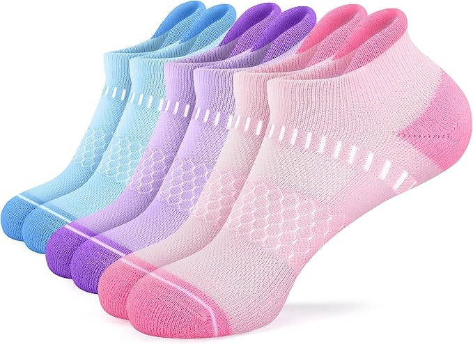 IRAMY Light Compression Socks for Women Arch Support Athletic Cushioned Anti-Blister Comfort Running Ankle Socks 3/5 Pairs
