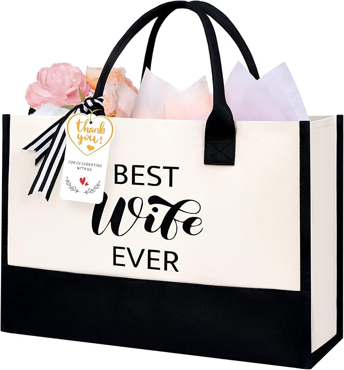 BAGAIL Initial Tote Bag, Personalized Birthday Gifts for Women, Teacher, Friends, Mom, Wedding, Monogrammed Beach Bag