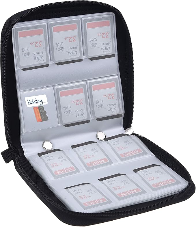 Eco-Fused Memory Card Case - Fits up to 44x SD, SDHC, Micro SD, Mini SD and 4X CF - Holder with 44 Slots