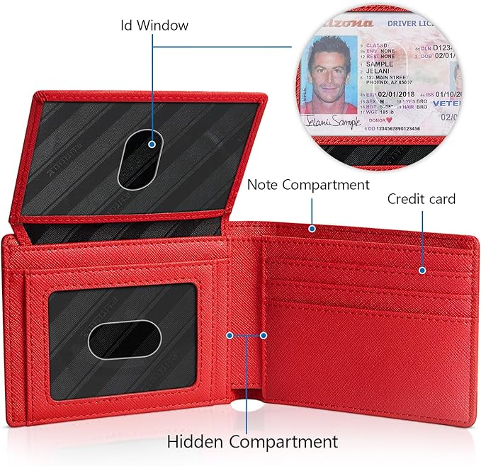 RUNBOX Wallet for Men -Slim Rfid Leather Mens Bifold Novelty Wallets 2 ID Window With Gift Box Men's Accessories | Slim