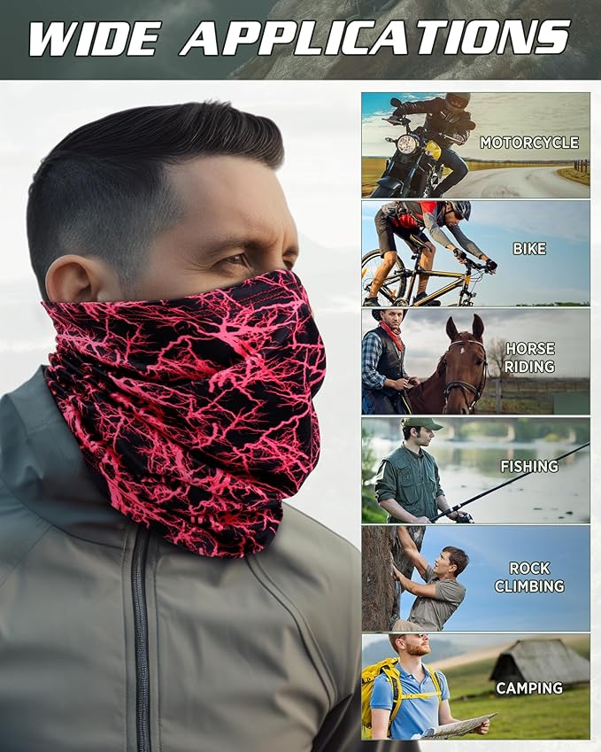 Cuffbow 12 Pack Neck Gaiters Face Mask Balaclava for Men Women Cooling Neck Gaiter Summer UV Protection Scarf