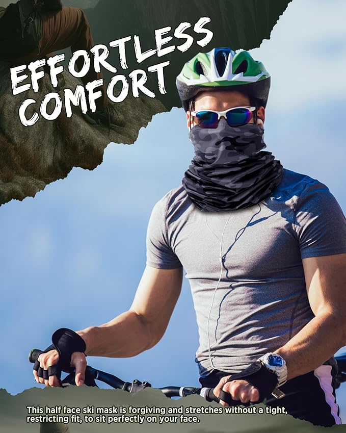 Cuffbow 12 Pack Neck Gaiters Face Mask Balaclava for Men Women Cooling Neck Gaiter Summer UV Protection Scarf