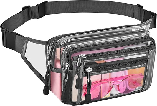 Clear Bag Stadium Approved Clear Fanny Pack for Women for Work,Multi-purpose Waist Bag for Travel & Sporting Event