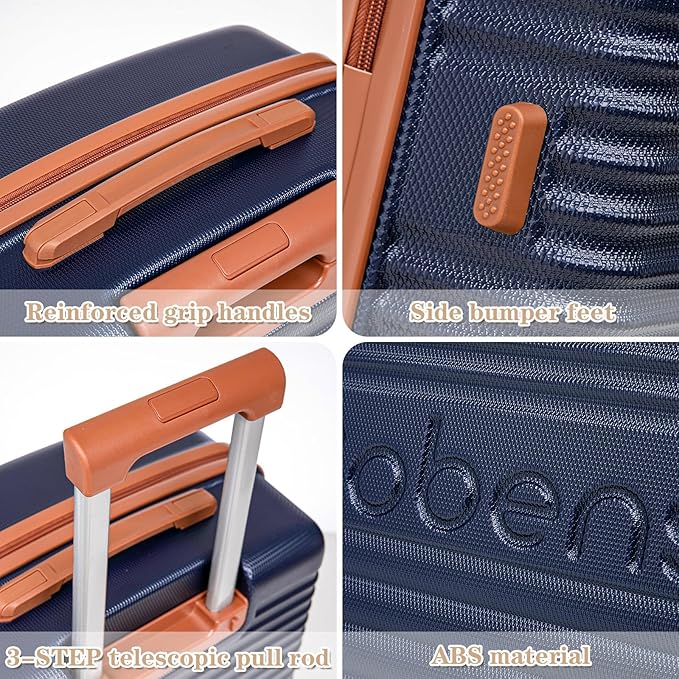 Carry on Luggage 22x14x9 Airline Approved, Suitcases with Wheels Hardshell, Lightweight Hardside Luggage Set with TSA Lock, 20Inch Blue Carry on Suitcase
