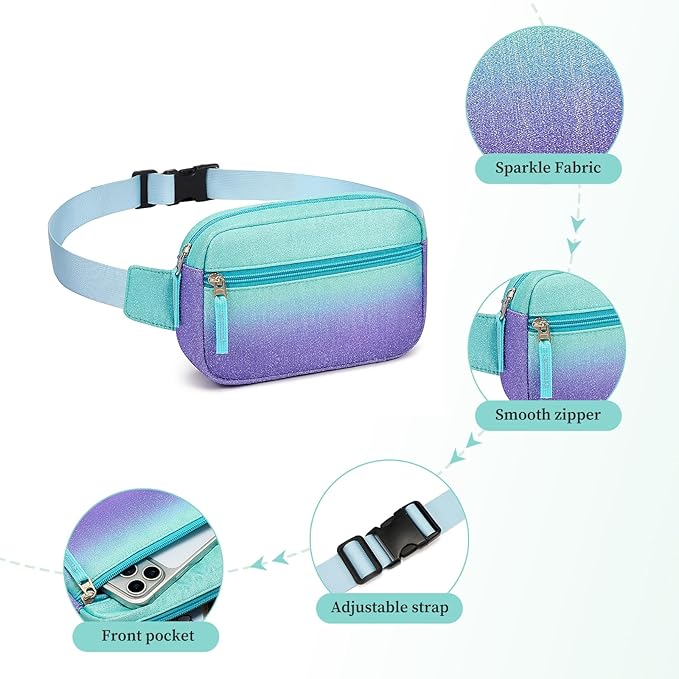 Fanny Pack Birthday Graduation Gifts for 7 8 9 10 11 12 13 Year Old Teen Girls Her Kids, Preppy Cute Trendy Stuff Colorblock Crossbody Bag Adjustable Belt Bags for Travel Essentials