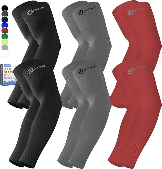 BHYTAKI Cooling Compression Arm Sleeves for Men Women,UPF50 UV Sun Protection Sleeves for Work Sport Tattoo Cover Up
