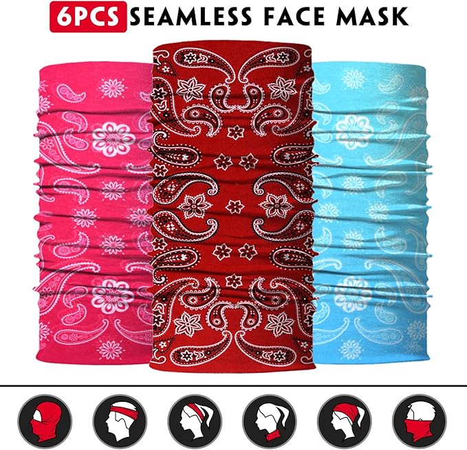Neck Gaiter for Men Women Headwear Bandana Head Wrap Face Scarf Mask Cover Warmer Balaclava-Seamless & Versatile