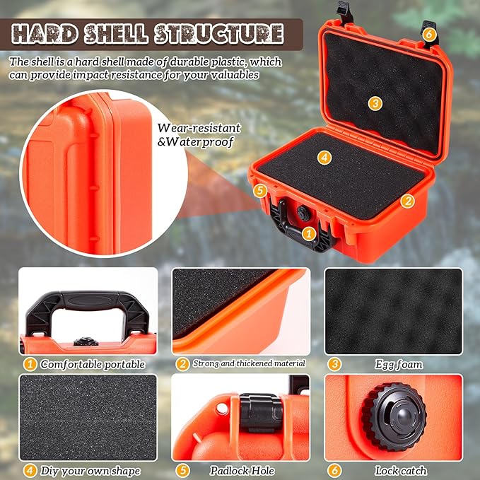 Relaxweex 1 Pcs Waterproof Hard Case with DIY Customizable Foam Insert Portable Protective Case with Knife for Camera Drones Equipments Tools Test Instruments(Reddish Orange,22.4 x 16.1 x 10.2 Inch)