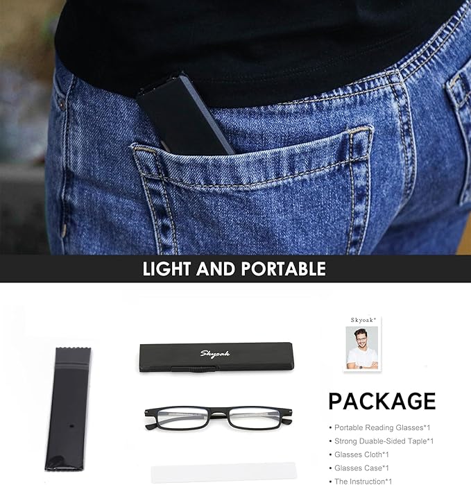 Ultra thin Lightweight Folding Reading Glasses Women Men TR90 Blue Light Blocking Anti UV/Eyestrain Foldable Compact Computer Readers Portable Unique Stretchable Slim Flat case Blue +2.75