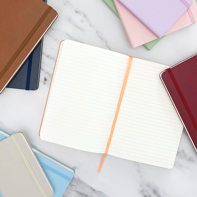 PAPERAGE Lined Journal Notebook, Hardcover Journal for Women & Men, 160 Pages, (5.6 in x 8 in), College Ruled Journaling Notebook for Work, School Supplies & Note Taking, (Blush)