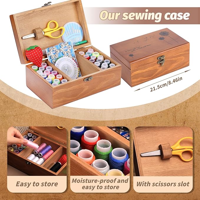 Basic Sewing Kit 196 Pcs Sewing Accessories and Supplies Sewing Repair Kits Hand Sewing Kit with StitchingThread Needle Pin Cushion Button for Travel, Camping, Home DIY