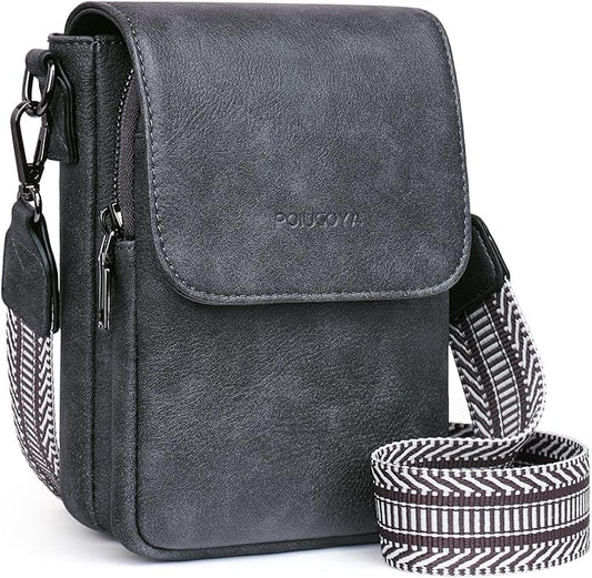 POIUGOYA Crossbody Bags for Women,Small Crossbody Purse with Triple Compartments,Cell Phone Wallet with Card Slots for Travel | Small
