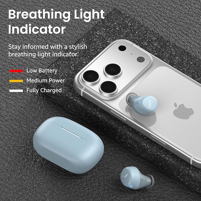 TOZO A1 Wireless Earbuds Bluetooth 5.3 Light Weight in Ear IPX5 Waterproof Headphones 2 Mic for AI Calls, Immersive Premium Sound Bass Headset with Charging Case, 32 Presets EQ Customization via App