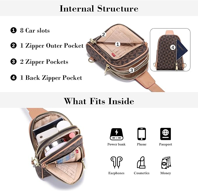 INICAT RFID Blocking Sling Bag, Anti Theft Crossbody Bag for Women Compact Travel Purses Leather